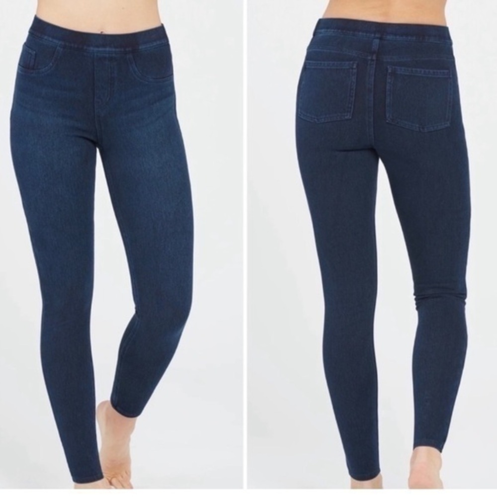 Spanx Blue Cotton Skinny Jeggings Pull on Jeans Jean-ish Ankle Leggings - Picture 6 of 9